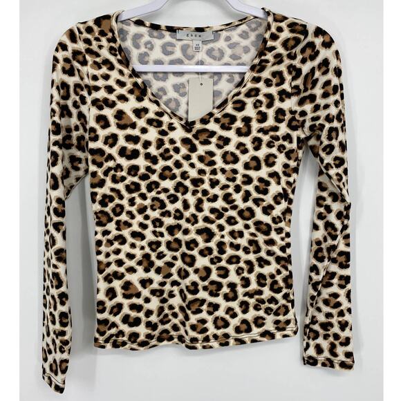 Gaze Womens Animal Print Super Soft Long Sleeve V-neck Shirt Top NEW Size XS - Picture 7 of 8